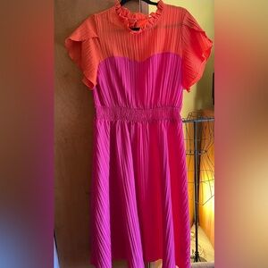 Pink and Orange Women’s Midi Dress .